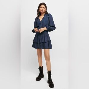 Maje Radjina Long Sleeve Tired Ruffle Dress